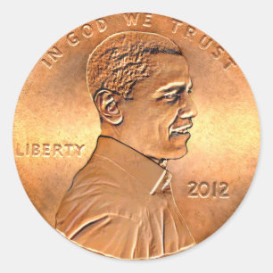 Pegatina Redonda Barack Obama Penny 2012