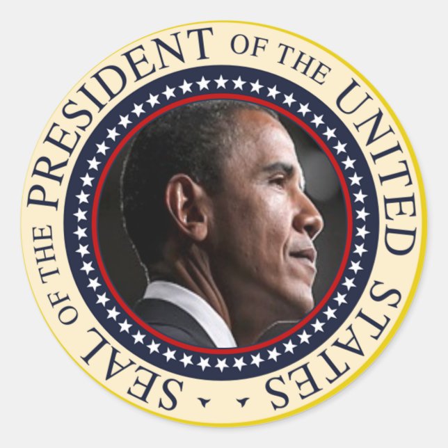 Pegatina Redonda Barack Obama Seal (Anverso)