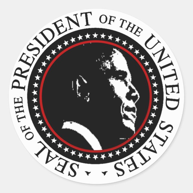 Pegatina Redonda Barack Obama Seal (Anverso)