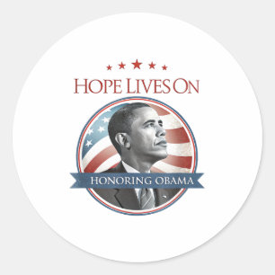 Pegatina Redonda Barack Obama Tributo Arte La Esperanza Sigue Camis