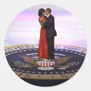 Pegatina Redonda Barack y Michelle Obama