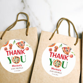 Pegatina Redonda Baraja de rebanada de la ducha de bebé Pizza itali