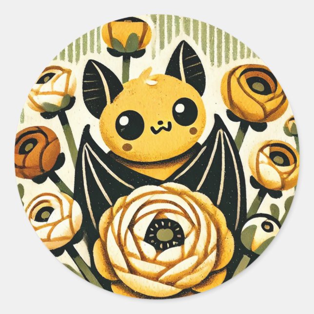 Pegatina Redonda Barba de flores (Anverso)