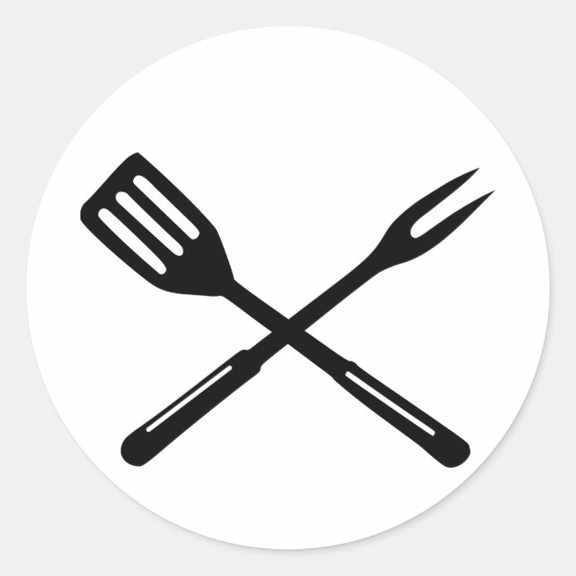 Pegatina Redonda barbacoa (Anverso)