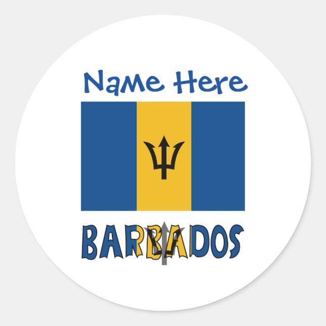 Pegatina Redonda Barbados y la bandera de Barbados: Personalización (Anverso)