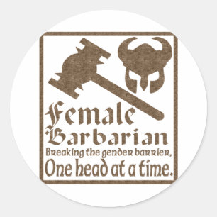 Pegatina Redonda Bárbaro femenino