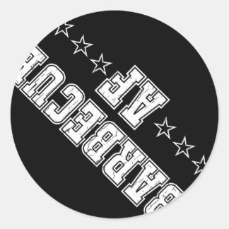 Pegatina Redonda Barbecue Af camiseta Vintage Bbq camiseta Retro St