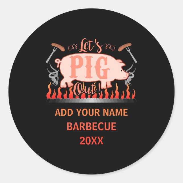 Pegatina Redonda Barbecue Bbq Funny G Grill Competition  (Anverso)