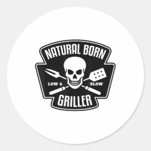 Pegatina Redonda Barbecue Natural Nacido Griller Funny Grill Master