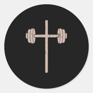 Pegatina Redonda Barbell Cross Dumbbell Fe-fitness Cristiano Wor