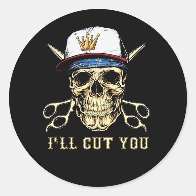 Pegatina Redonda Barber Hairdresser Hair Stylist te cortaré (Anverso)