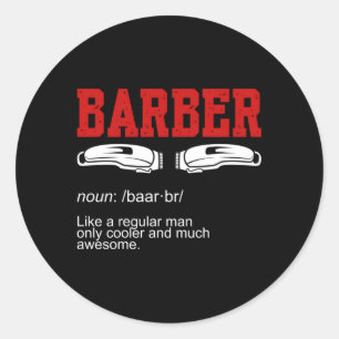 Pegatina Redonda Barber Noun