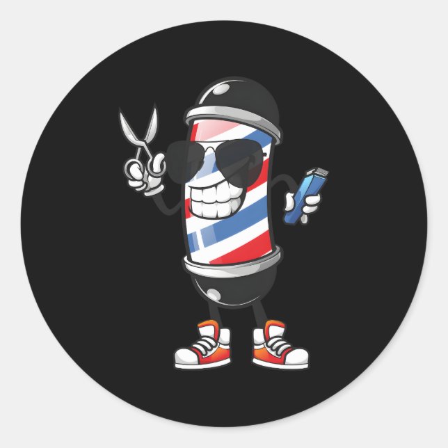 Pegatina Redonda Barber Polo Para Barbershop Haircut Barber (Anverso)