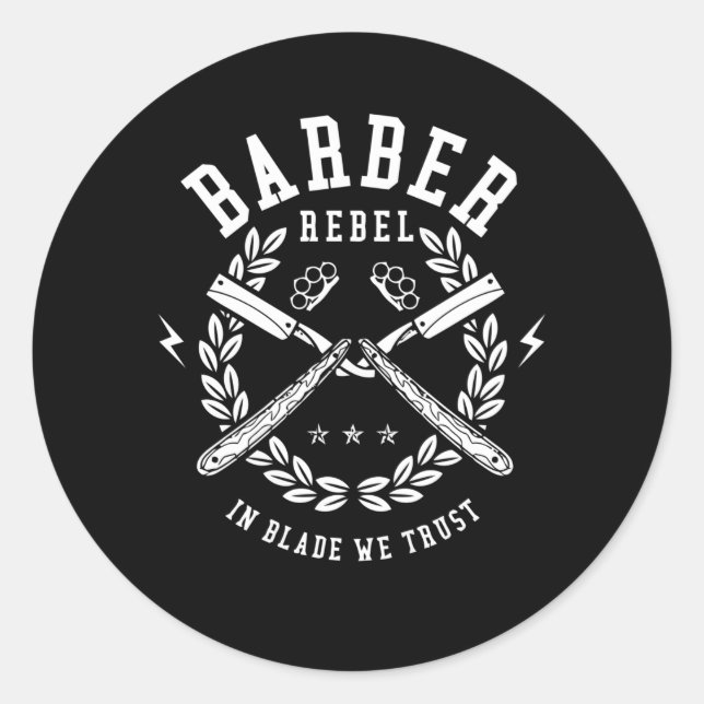 Pegatina Redonda Barber Rebel (Anverso)