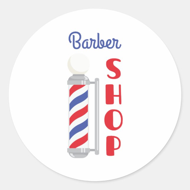 Pegatina Redonda Barber Shop (Anverso)