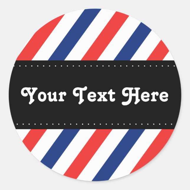 Pegatina Redonda Barber Stripes (Anverso)