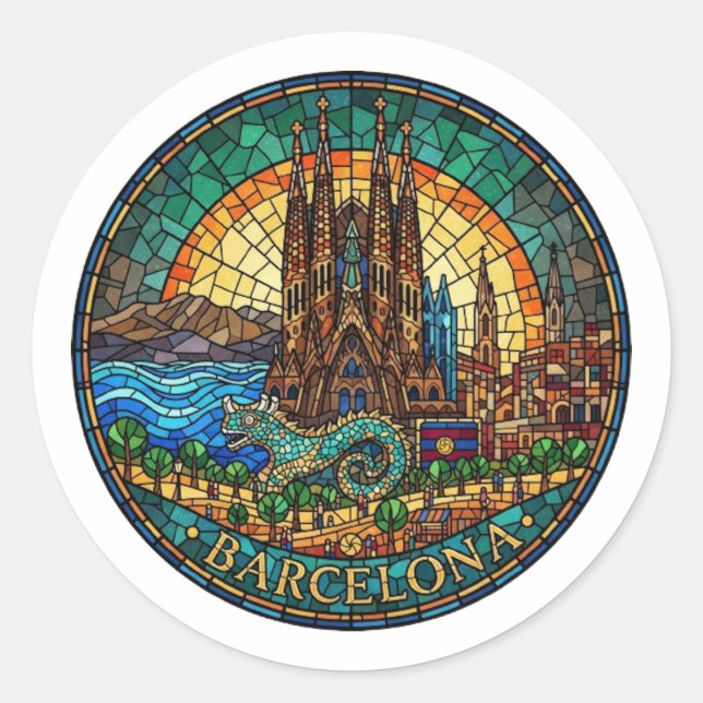 PEGATINA REDONDA BARCELONA (Anverso)