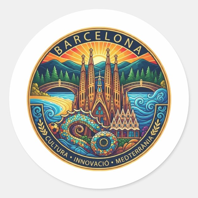PEGATINA REDONDA BARCELONA (Anverso)