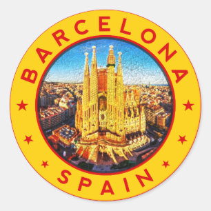 Pegatina Redonda Barcelona España