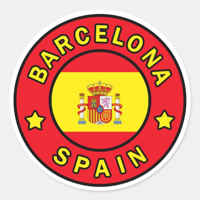 Pegatina Redonda Barcelona España (Anverso)