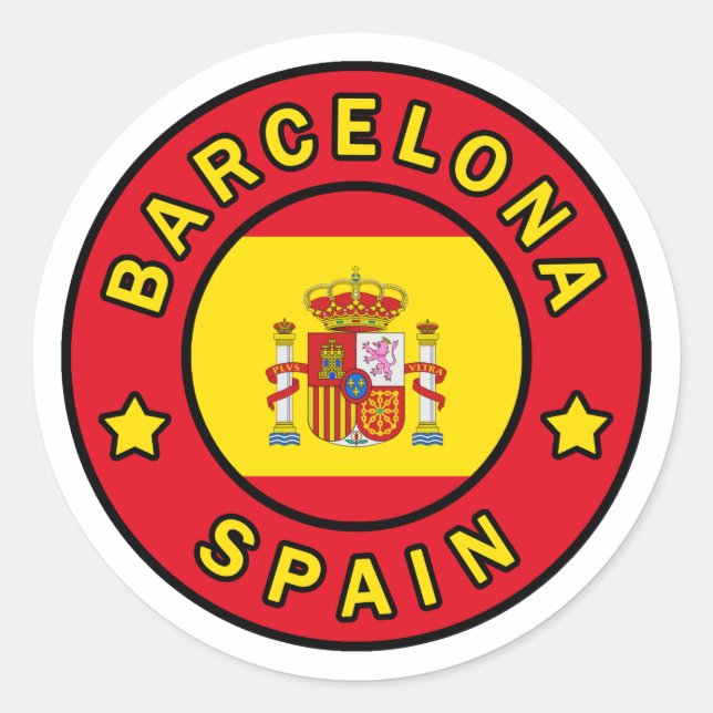 Pegatina Redonda Barcelona España (Anverso)