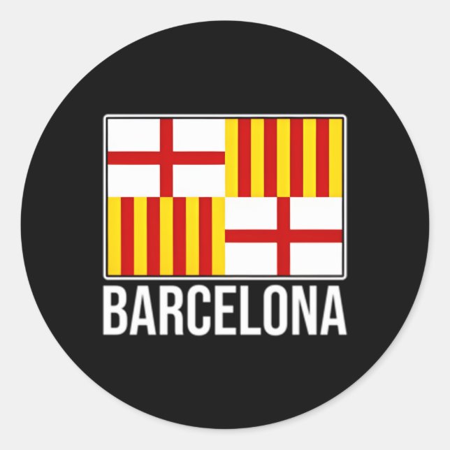 Pegatina Redonda Barcelona España Bandera Catalana (Anverso)