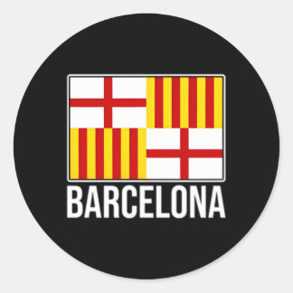 Pegatina Redonda Barcelona España Bandera Catalana
