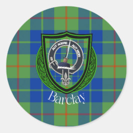 Pegatina Redonda Barclay Scottish Clan Tartan & Crest