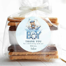 Barco azul cúbico Teddy Bear Boy Baby Shower