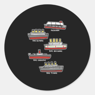 Pegatina Redonda Barco Crucero Famoso Rms Titanic Britanic Poseidon