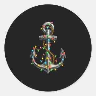 Pegatina Redonda Barco de crucero de navegación en barca de luces d