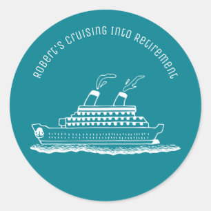 Pegatina Redonda Barco de Crucero Hacia la Jubilación