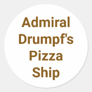 Pegatina Redonda Barco de Pizza del Almirante Drumpf Hankamer Artju