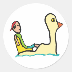 Pegatina Redonda Barco de remo para turistas a pedales