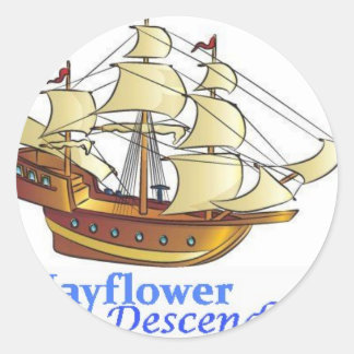 Pegatina Redonda Barco de vela de Descendencia Mayflower