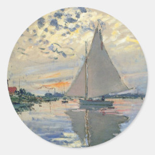 Pegatina Redonda Barco de vela de Monet Impresionismo Francés Arte 