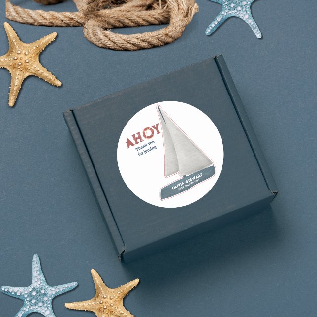 Pegatina Redonda Barco de vela Gracias por la ducha Náutica (Subido por el creador)