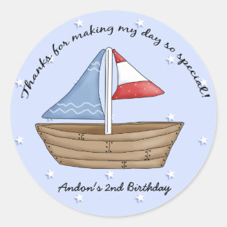 Pegatina Redonda Barco de vela Gracias Sticker