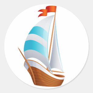Pegatina Redonda Barco de Vela Náutico Azul Turquesa - Playa del Oc