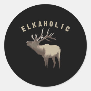 Pegatina Redonda Barco Elkaholic Cute Elk Hunting Lovers Gracioso R