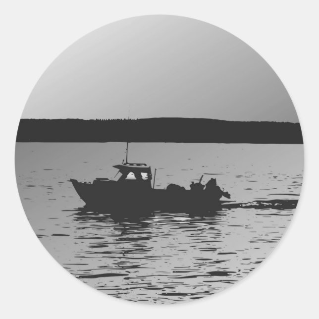 Pegatina Redonda Barco pesquero (Anverso)