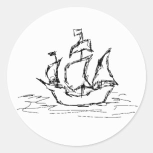 Pegatina Redonda Barco pirata.