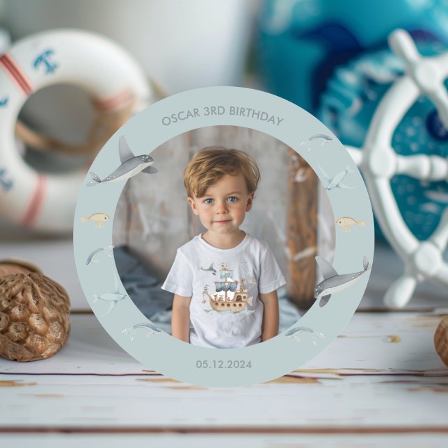 Pegatina Redonda Barco pirata con Fiesta de niños animales (Subido por el creador)