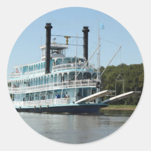 Pegatina Redonda Barco y gabarras de paleta