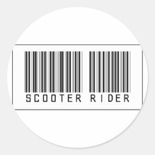 Pegatina Redonda Barcode Scooter Rider