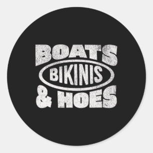 Pegatina Redonda Barcos bikinis y Hoe amor en barco Crucero en barc