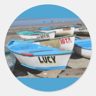 Pegatina Redonda Barcos de pesca de Mazatlan