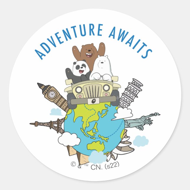 Pegatina Redonda Bare Bears - Aventura (Anverso)