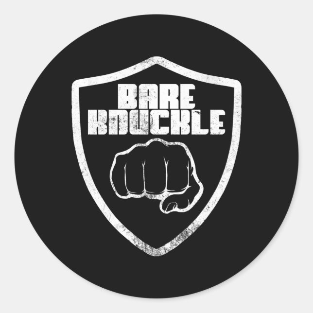 Pegatina Redonda Bare Knuckle Fighter Fighter Boxing Bareknuckle (Anverso)