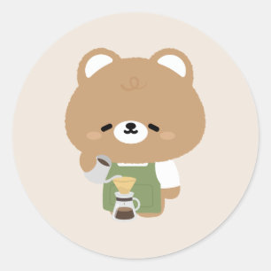 Pegatina Redonda Barista Oso Lindo
